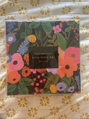 Rifle Paper Co. Floral Garden Puzzle — Black with Pink, Coral, Purple & Green